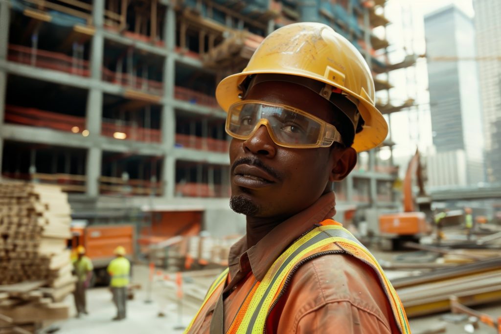 portrait person working construction field